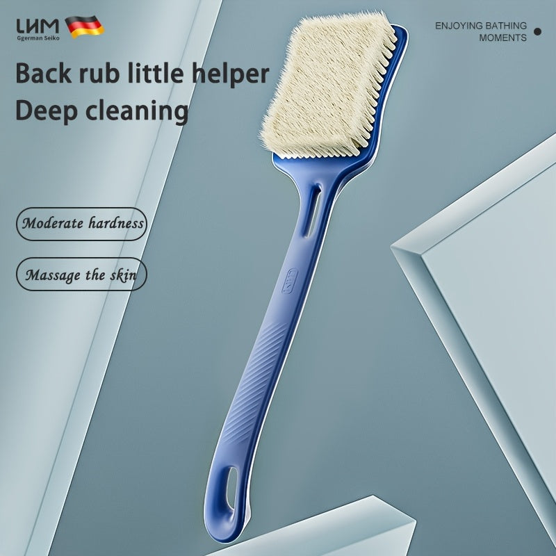 1pc Bath Brush, Long Handle Soft Bristle Shower Scrubber, Back Exfoliating Body Tool with Non-Irritating Nylon Bristles for Dead Light Beige Removal, Blue