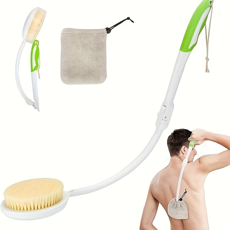 Foldable Soft Nylon Body Brush with Telescopic Long Handle - 23.5 Inch, Easy-to-Use Bathing Accessory for Men, Women, and Seniors, No Batteries Required, Includes Back Scrubber and Exfoliating Brush, Exfoliation | Ergonomic Design | Durable Construction,