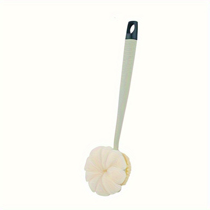 Long-Handled Double-Sided Bath Brush- Non-Electric Exfoliating Massage Back Scrubber and Loofah Sponge- Suitable for Men and Women Light Beige Cleaning and Exfoliating Tool- Essential Bathroom Supplies and Accessories (Suitable for four seasons)