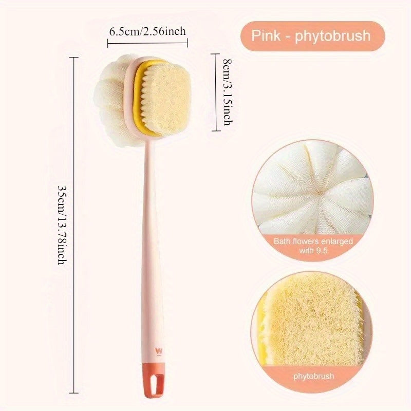 1pc Soft Hair Bath Brush & Back Scrubber - Dual-Sided Exfoliating Shower Brush with Ergonomic Handle, Gentle Light Beige & Hair Scrubber for Bath & Body Exfoliation, Formaldehyde-Free & Hypoallergenic, Handheld Exfoliator, Durable Construction