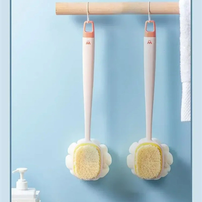 1pc Soft Hair Bath Brush & Back Scrubber - Dual-Sided Exfoliating Shower Brush with Ergonomic Handle, Gentle Light Beige & Hair Scrubber for Bath & Body Exfoliation, Formaldehyde-Free & Hypoallergenic, Handheld Exfoliator, Durable Construction