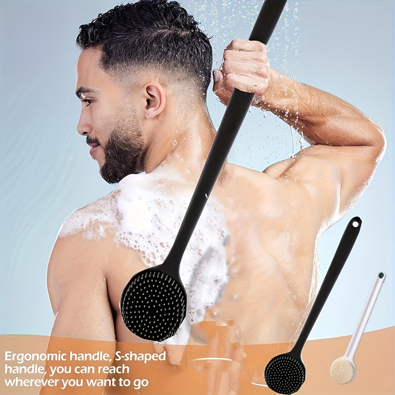 of Soft Silicone Bath Brush with a Long Handle - Back, Shower, And Body Cleaning Brush - Non-Slip Grip for Easy Access to Hard-To-Reach Areas - Perfect for Adults And Seniors - Bathroom Shower Accessories, Premium Quality