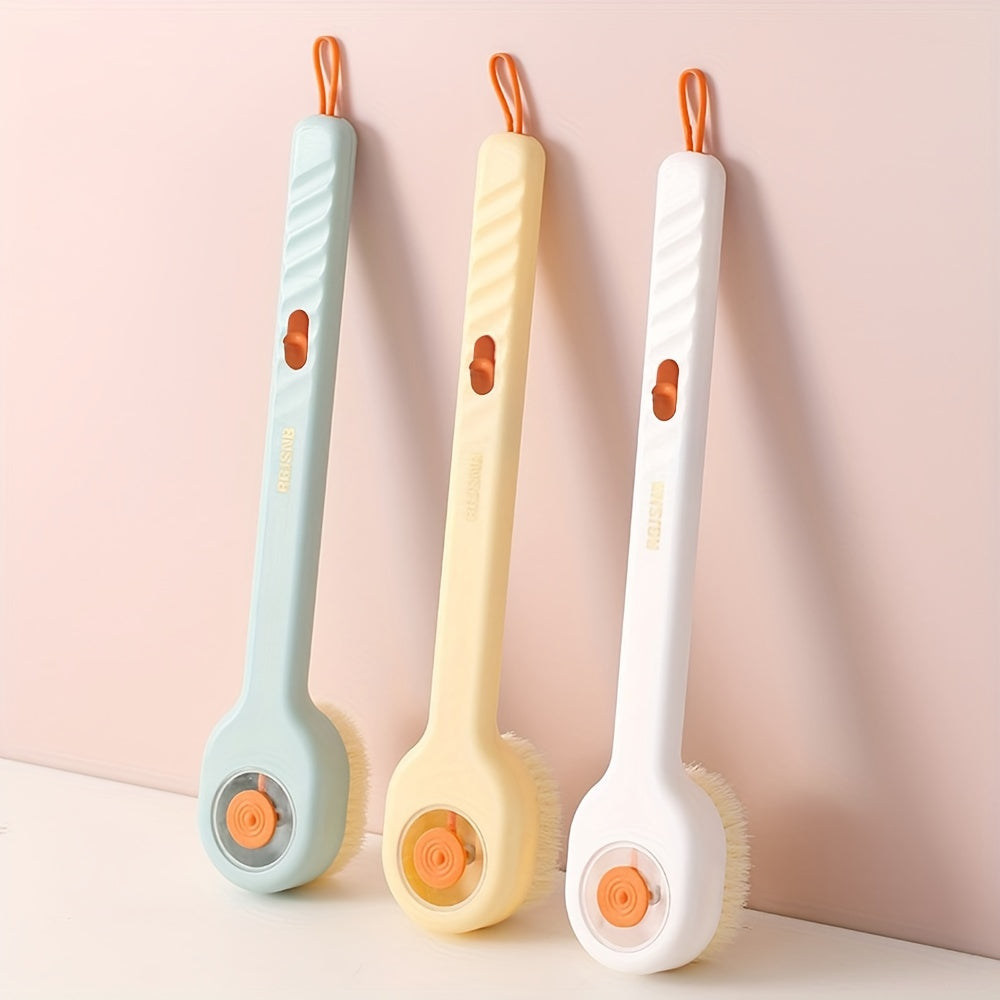 Unisex Long Handle Bath Brush with Soft Bristles & Orange Accents - No Electricity Needed, Ergonomic Design for Back Scrubbing, Shower & Bath - Formaldehyde-Free Personal Care Tool, Shower Scrubber, Sleek Brush Design, Durable Construction