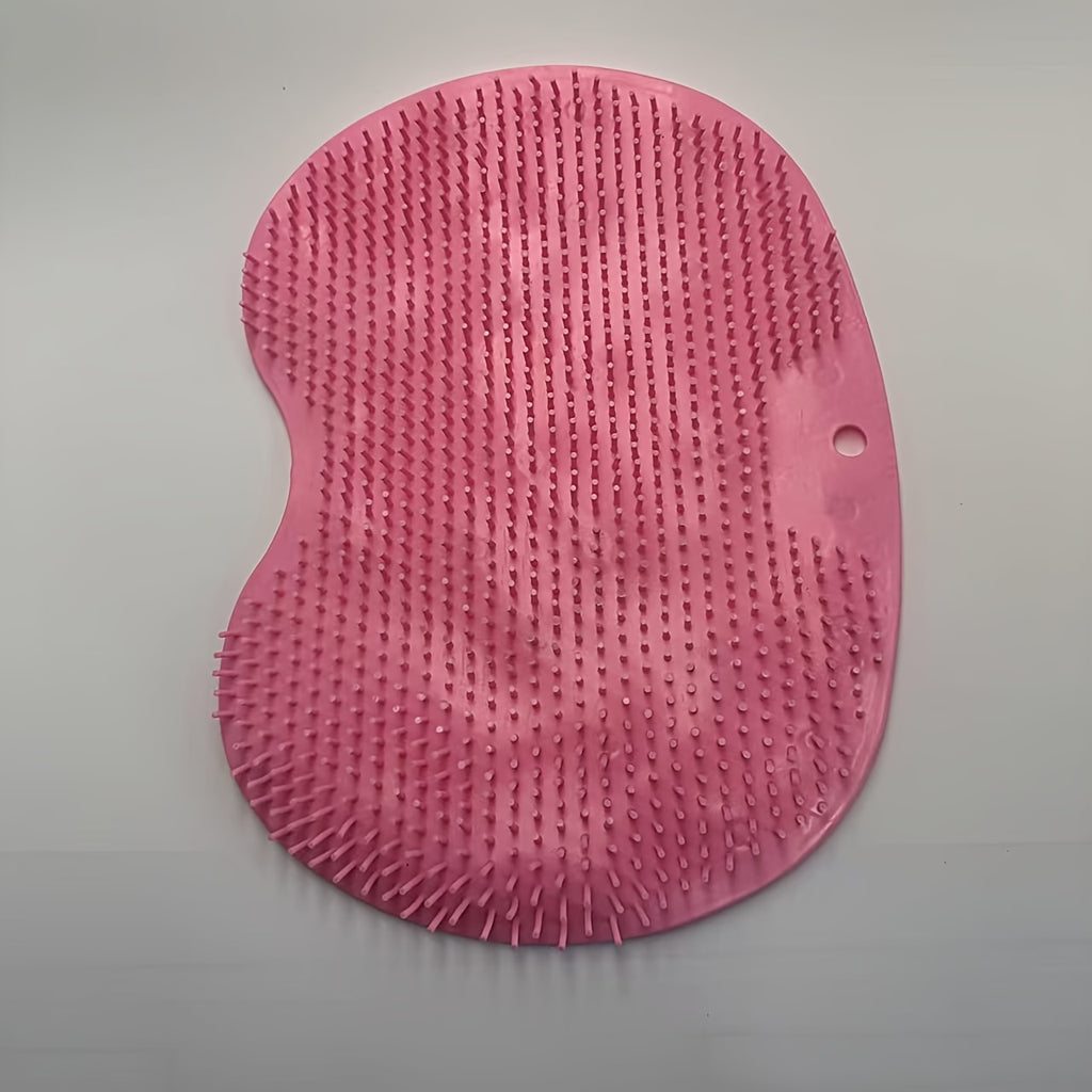 1pc Shower Cleaning Brush with Suction Cup Mount - Heavy-Duty Bath & Body Scrubber, Back Exfoliator, Shower Head Attachment for Whole Body - Non-Slip Base, Easy to Clean, Black/Gray/White - Ideal for Adults & Family Bathrooms - Unscented, Durable with